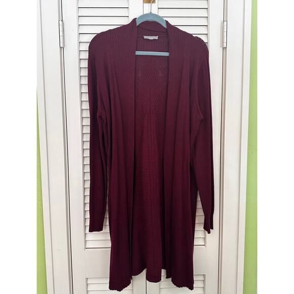 Evolution by Cyrus Longline Knit Cardigan – Burgundy – Size M (38L x 22W - Picture 1 of 5